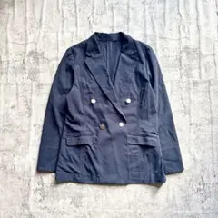 テーラードジャケット L ネイビー 大人カジュアル シンプル きれいめ ダブル