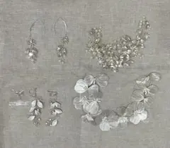 ブライダルアクセサリー　4点セット　結婚式　アクセサリー　シルバー