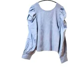 イング　シャツ　ニット　リボン付き　パフスリーブ　M 大人可愛い　美品