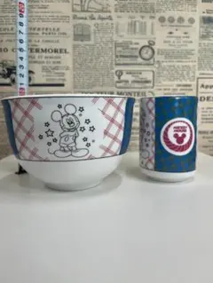 【レア品】未使用品 ディズニー ミッキーマウス　丼ぶりと湯呑みセット 食器