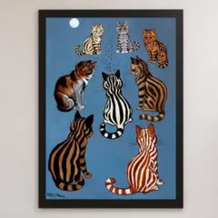 ルイス・ウェイン『月下の猫の集会』絵画 アート 光沢 ポスター A3