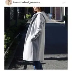 お値下げ　トゥモローランド ネイビーロングコート フード付 36