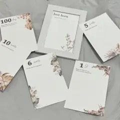 マンスリーカード 月齢カード 月齢フォトカード 手形足形 シンプル 花