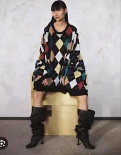 LOEWE アーガイル柄オーバーサイズニットセーターのサムネイル