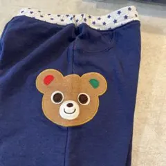 MIKI HOUSE クマ刺繍 ネイビー 長ズボン 100 プッチー