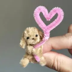 ミニチュア　ぬいぐるみ　トイプードル　犬　茶色　ハンドメイド　人形　モールアート