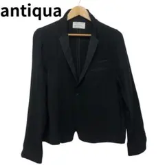 アンティカ　ブラックテーラードジャケット　サイドポケット　胸ポケット　透け感あり