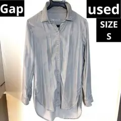 【used】Gap 1969 長袖薄手デニムダメージシャツ Sサイズ グレー