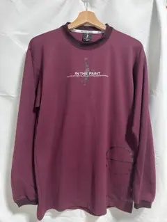 【日本製】インザペイント ロンT バスケ 長袖シャツ エンジ M 部活 練習着