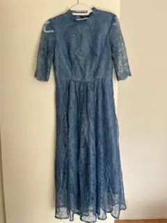 最終値下げ。Aimer 二次会　結婚式ドレス　ラッセルレース7分袖ロングドレス