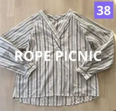 ロペピクニック Vネック 長袖シャツ ストライプ 38