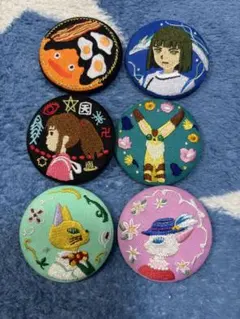 スタジオジブリ刺繍ピンバッジ6個セット