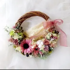 くすみ系フラワーリース＆ブートニア
