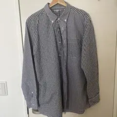 ギンガムチェックシャツ M ネイビーとホワイト ユニクロ
