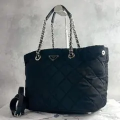 【未使用級】プラダ 2way トートバッグ キルティング 三角ロゴ