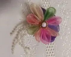 №  168　ハンドメイド コサージュ 多色 花　つまみ細工