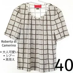 美品✨Roberta di Camerino 半袖カットソー チェック柄 40のサムネイル