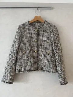 Mila Owen ノーカラーツイードジャケット 0サイズ