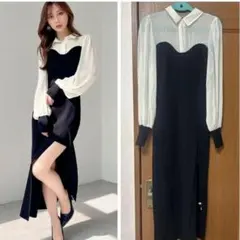 リゼクシー RESEXXY ニットレイヤードシャツワンピース