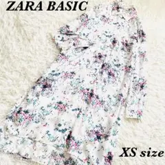 ZARA BASIC ザラベーシック　花柄　ロングシャツ　透け感　羽織り　XS