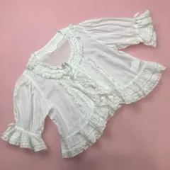 【美品】ピンクハウス 白 ピコフリル使い ボレロオーバーブラウス/2024年