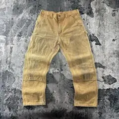 32×30 Carhartt ダブルニー B01 ブラウン くすみフェード