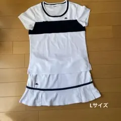 ellesse L スカート付きテニスウェア ホワイト/ネイビー　セットアップ