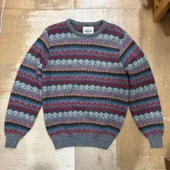 ヴィンテージ 70’sフェアアイル柄ウールセーターALPS 黒タグL