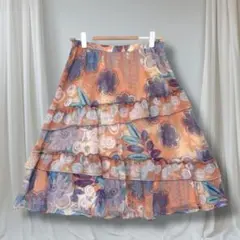 ALMA EN ROSE 花柄ティアードスカート38春フレア上品膝丈人気華やかのサムネイル