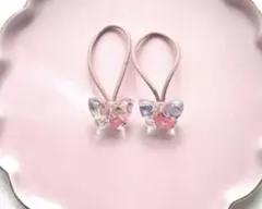 2個　リバティ　ベビーヘアゴム　キッズヘアゴム　ヘアクリップ　レジン