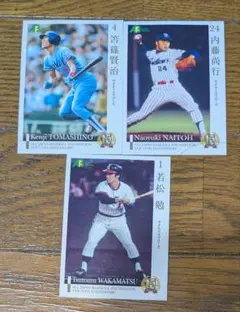 ヤクルトスワローズ 野球カード 3枚 若松勉、笘篠賢治、内藤尚行　エポック