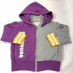 ☆ミキハウス☆　パーカー　ファスナージップタイプ　パープル/グレー　90