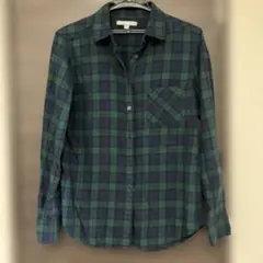 UNIQLO チェック柄 長袖シャツ グリーン系 Mサイズ