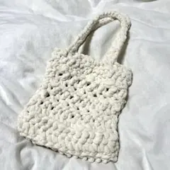 ハンドメイド ニットバッグ オフホワイト