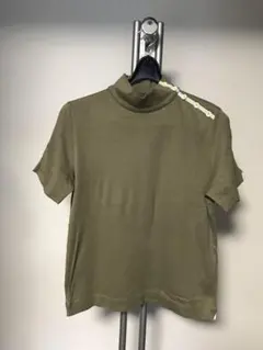 LANVIN SPORTオリーブ色 ハイネック Tシャツ ボタン付き 38