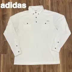 adidas golf 長袖ポロシャツ 白　Oサイズ　ボタンダウン　胸ポケット