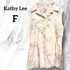 【Kathy Lee 】ノースリーブ　ベスト　シャツ　花柄　フラワー　F　海外