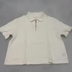 ホワイト ジッパー付き ポロシャツ 半袖
