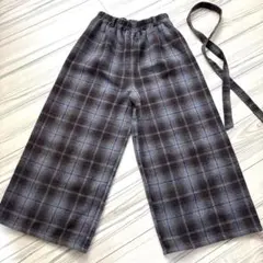ワイドパンツ　クロップドパンツ　チェック　くすみカラー　Mサイズ　試着のみ