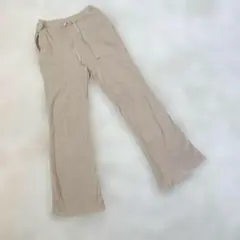 ダブルクローゼット 綿100% リブ フレアパンツ ベージュ F 切りっぱなしのサムネイル