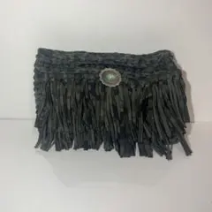 ハンドメイド　ズパゲッティ フリンジ バッグ　カモフラ