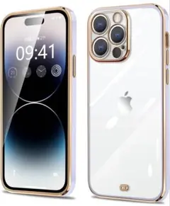 iPhone14Pro 用 ケース クリア カバー シリコン　パープル