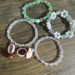 カラフルビーズ 子供用ブレスレット4個セット