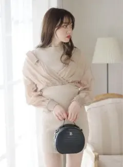 LIP SERVICE シャツドッキング レイヤード ニット ワンピース