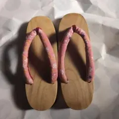 花柄鼻緒の木製下駄 23.0cm-24.5m