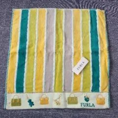 FURLA タオルハンカチ ストライプ バッグ刺繍新品未使用