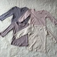 90cm 子供肌着 長袖 下着 4枚セット 肌着まとめ売り 淡いカラー ピンク