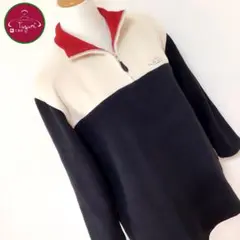 90’ USA古着 ラルフローレン 刺繍 ハーフジップ フリース マルチカラー