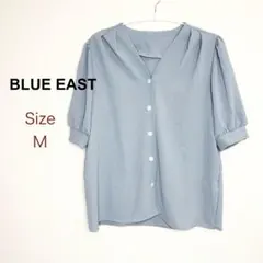 BLUE EAST ブルーイースト　半袖ブラウス　Vネック　パールボタンのサムネイル