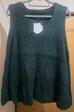 ダークグリーン ニットベスト L-LL対応